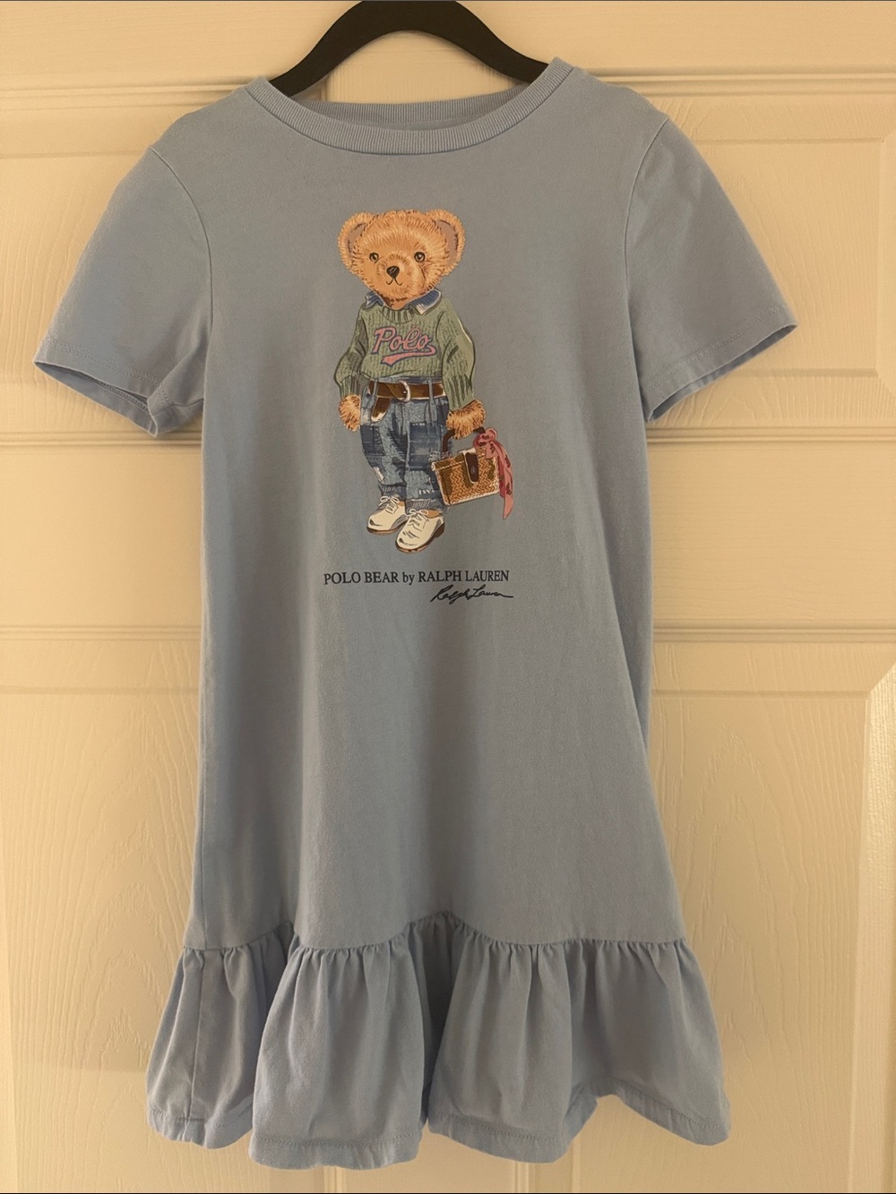 Polo by Ralph Lauren Light Blue Polo Bear Ruffle Hem Dress